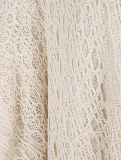 Châle en maille fantaisie à franges - Beige - 3