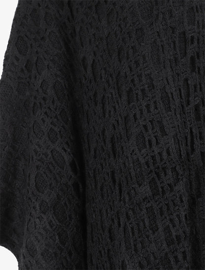 Châle en maille fantaisie à franges - Noir - 3