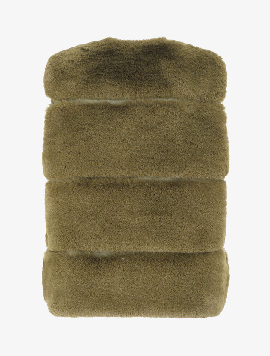Veste sans manches en fausse fourrure - Kaki - 2