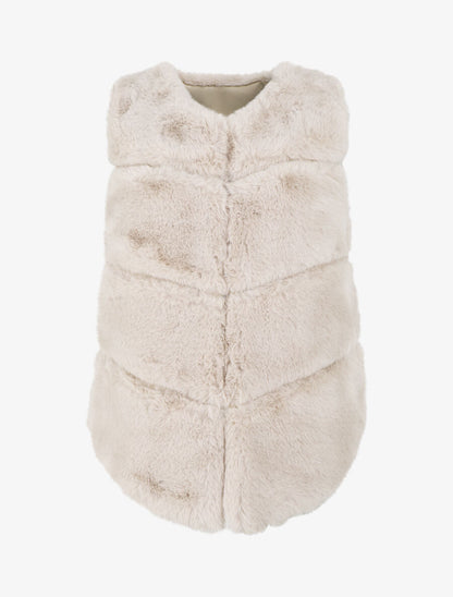 Veste sans manches en fausse fourrure - Beige - 4