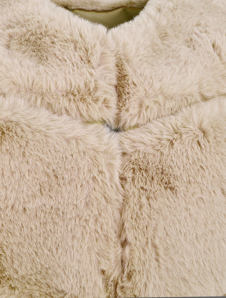 Veste sans manches en fausse fourrure - Taupe - 3