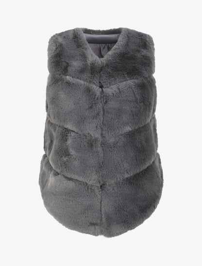 Veste sans manches en fausse fourrure - Gris - 1