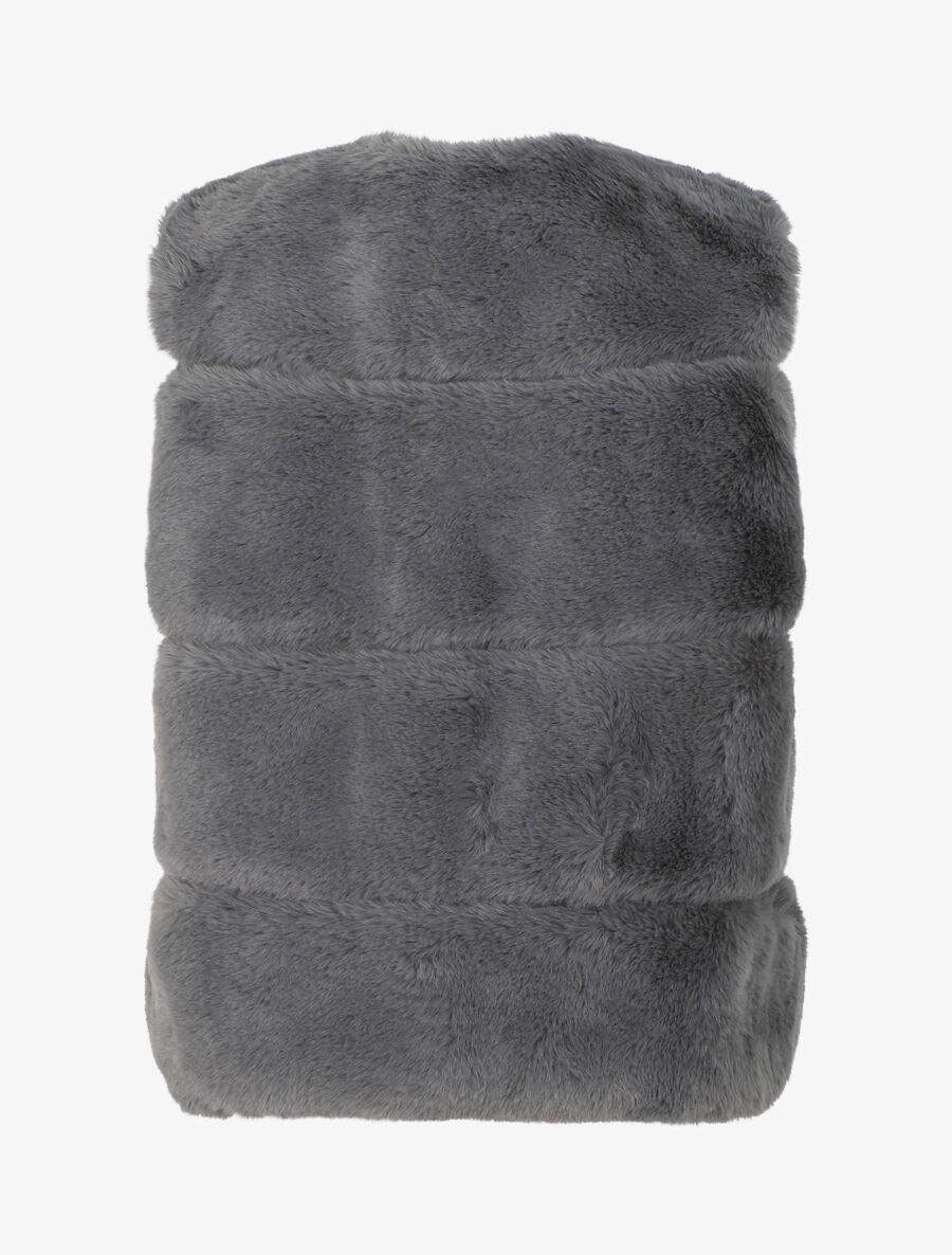 Veste sans manches en fausse fourrure - Gris - 2