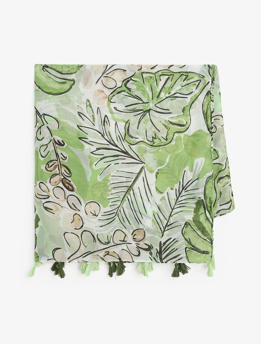 Foulard à imprimé grandes feuilles - Vert - 2