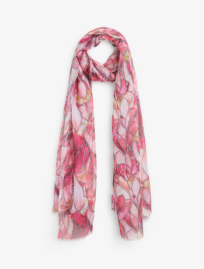 Foulard à imprimé abstrait irisé - Rose - 1