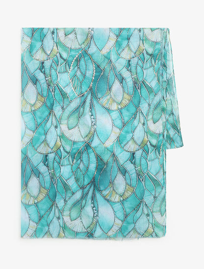 Foulard à imprimé abstrait irisé - Vert d&