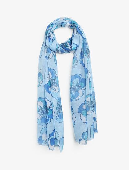 Foulard imprimé floral - Bleu - 4