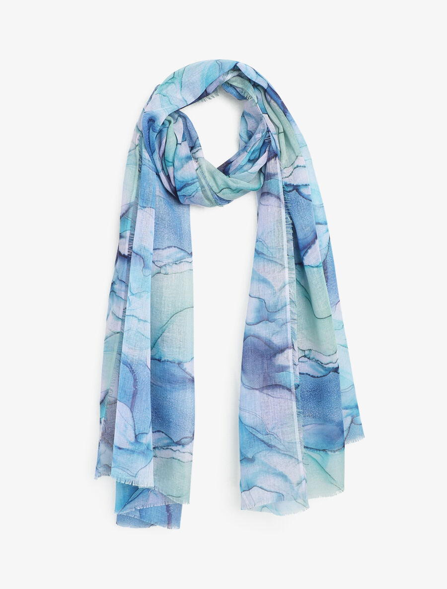 Foulard imprimé marbre - Bleu - 1