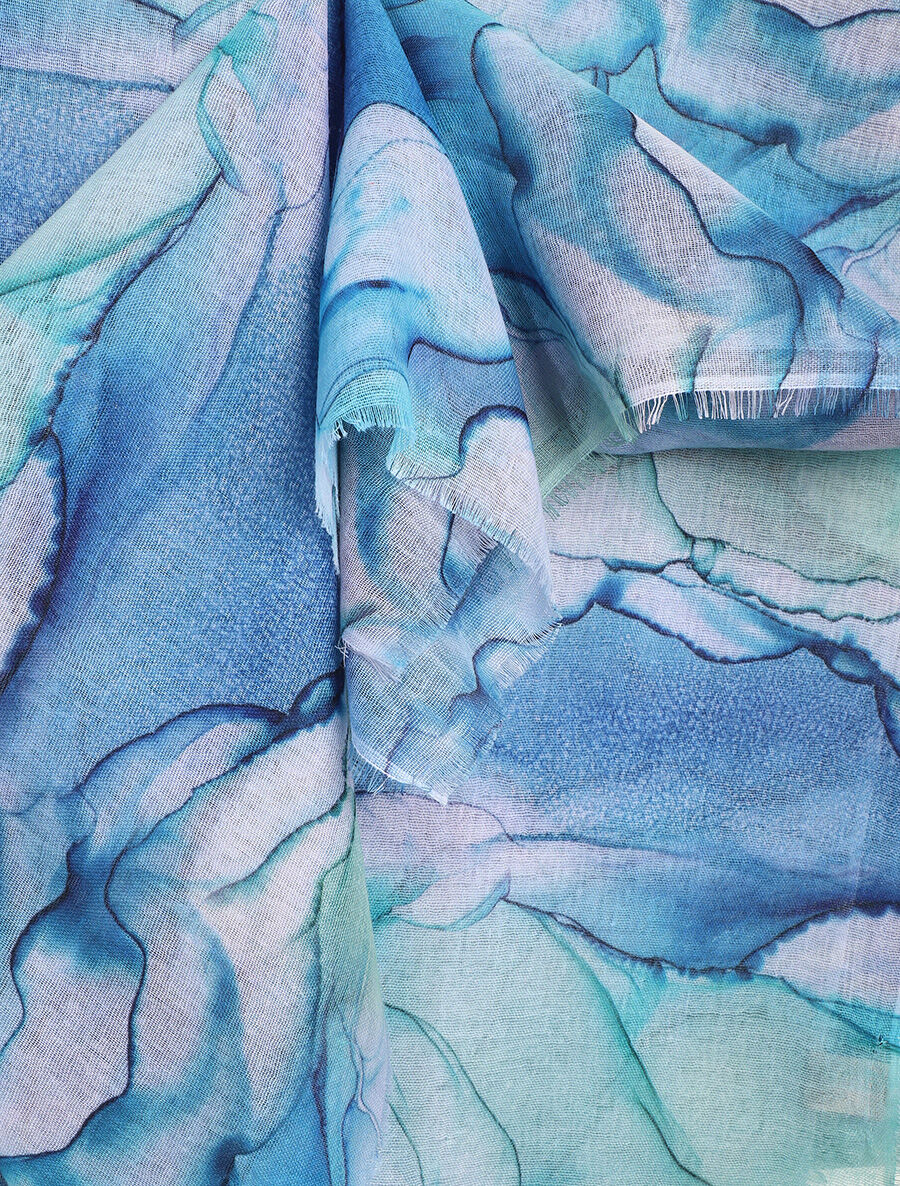 Foulard imprimé marbre - Bleu - 3
