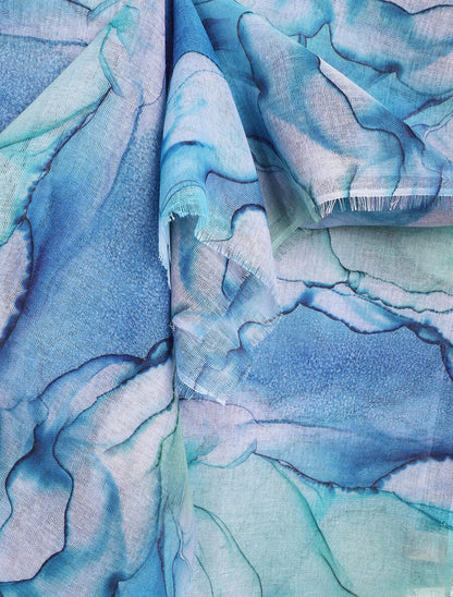 Foulard imprimé marbre - Bleu - 3