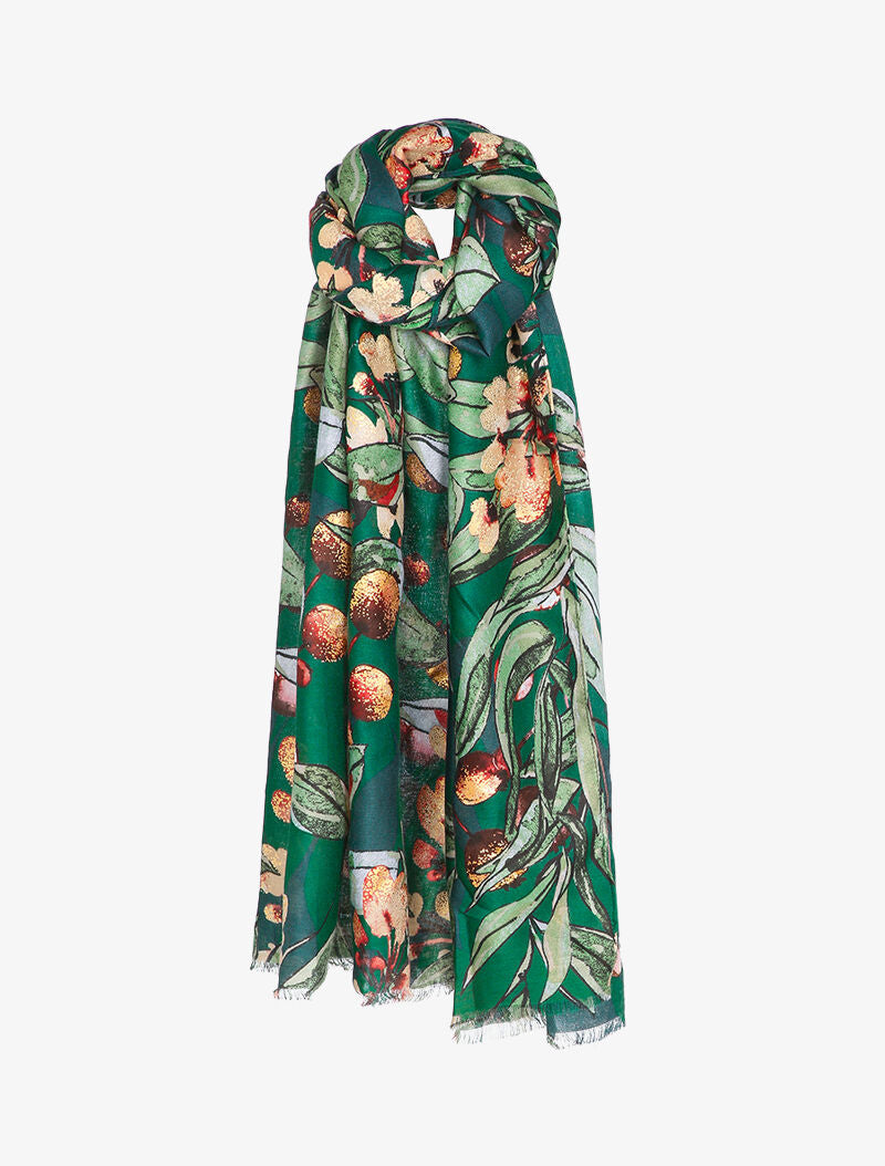 Foulard à imprimé feuillages et détails irisés - Vert - 3