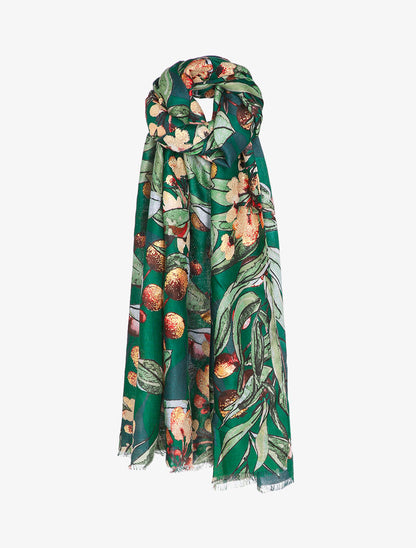 Foulard à imprimé feuillages et détails irisés - Vert - 3