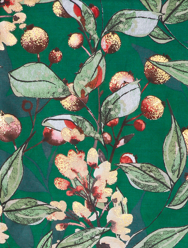 Foulard à imprimé feuillages et détails irisés - Vert - 2
