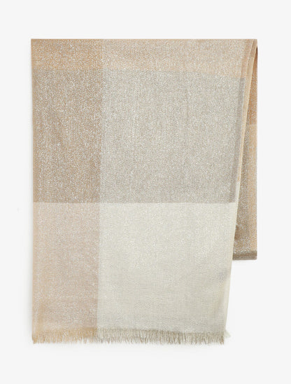 Foulard irisé à grands carreaux - Beige - 2