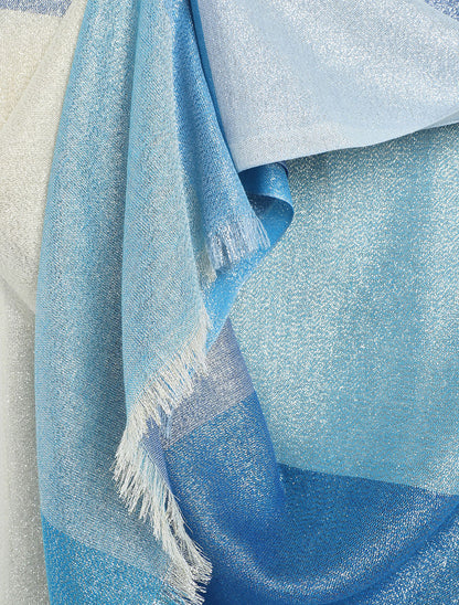 Foulard irisé à grands carreaux - Bleu - 3