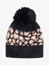 Bonnet à pompon imprimé léopard - Noir - 3