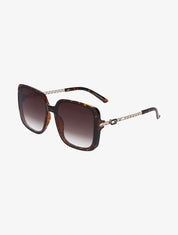 Lunettes de soleil oversize branches fantaisies - Marron - 1