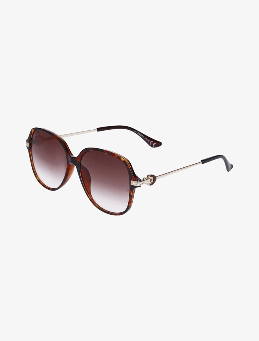 Lunettes de soleil oversize à strass - Marron - 3