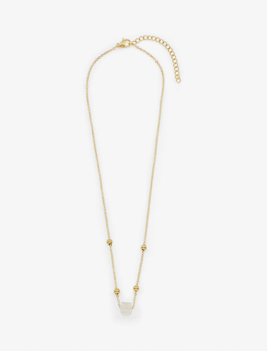 Collier à billes et zircon blanc - Or - 2