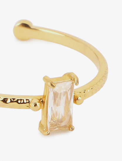 Bague ajustable martelé à pierre fantaisie - Or - 2