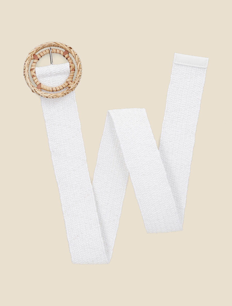 Ceinture élastiquée style maille - Blanc - 1