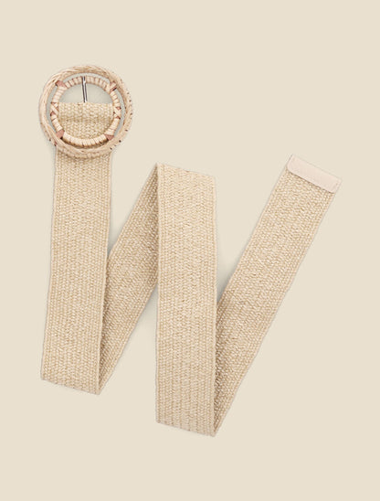 Ceinture élastiquée style maille - Beige - 1