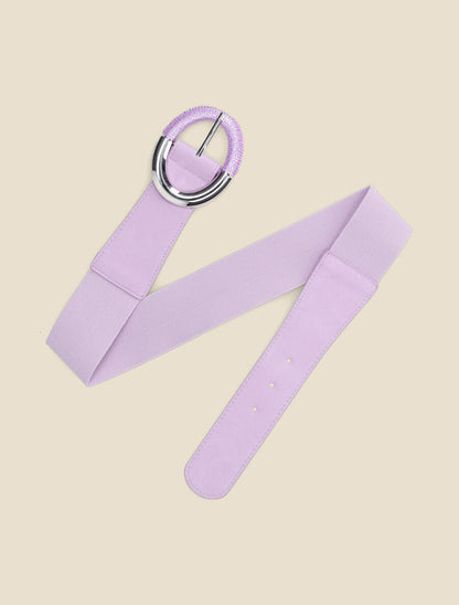 Ceinture élastiquée unie à boucle irisée - Lilas - 1