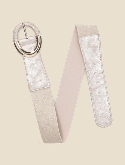 Ceinture élastiquée unie à boucle irisée - Or - 2
