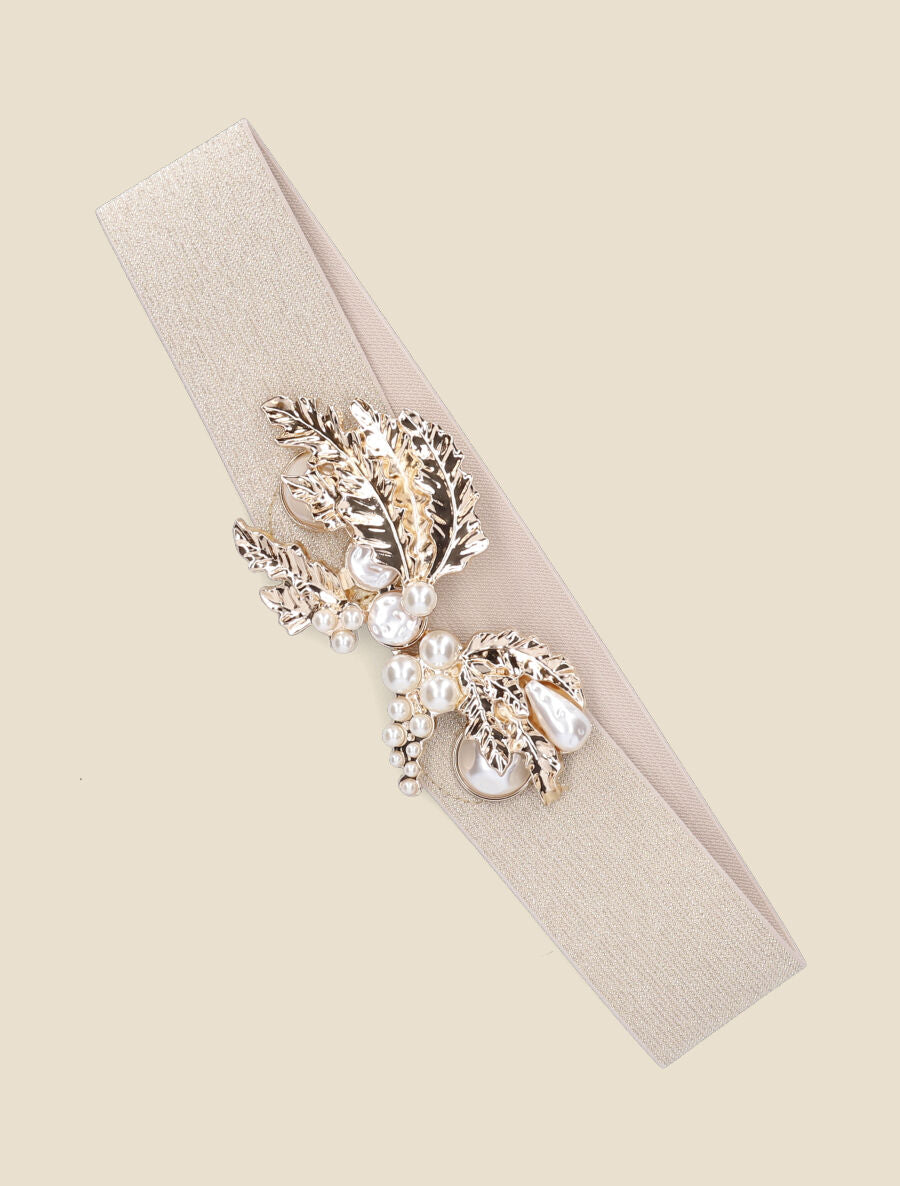 Ceinture à boucle fantaisie et perles - Or - 1