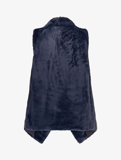 Gilet sans manches en fourrure synthétique - Marine - 2