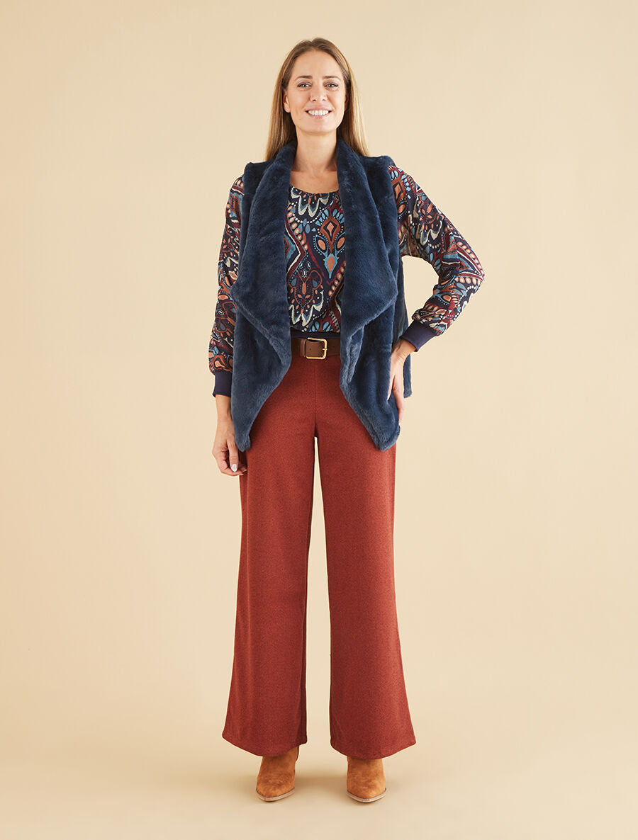 Gilet sans manches en fourrure synthétique - Marine - 4