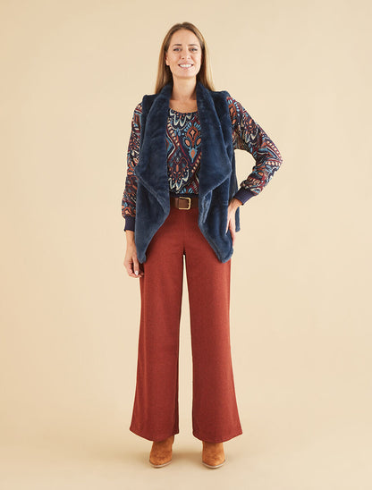 Gilet sans manches en fourrure synthétique - Marine - 4