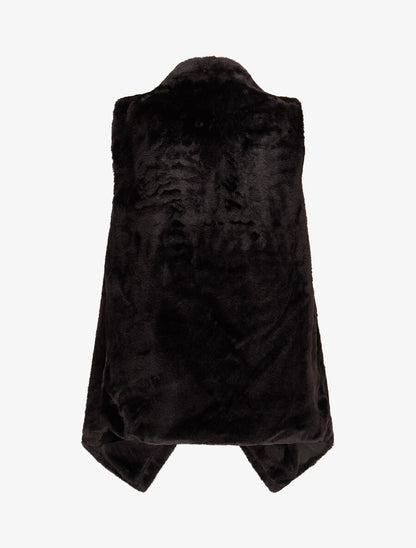 Gilet sans manches en fourrure synthétique - Noir - 2