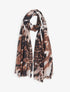 Foulard à bords éffilochés imprimé animal - Marron - 1