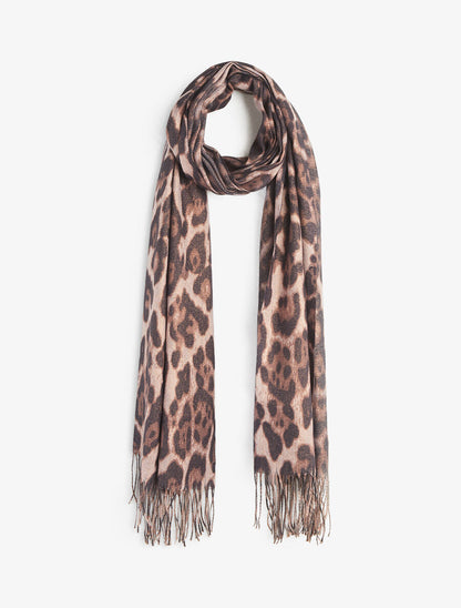 Foulard à imprimé léopard irisé - Taupe - 1