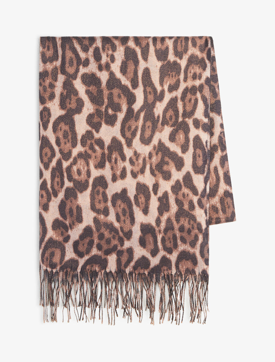 Foulard à imprimé léopard irisé - Taupe - 2