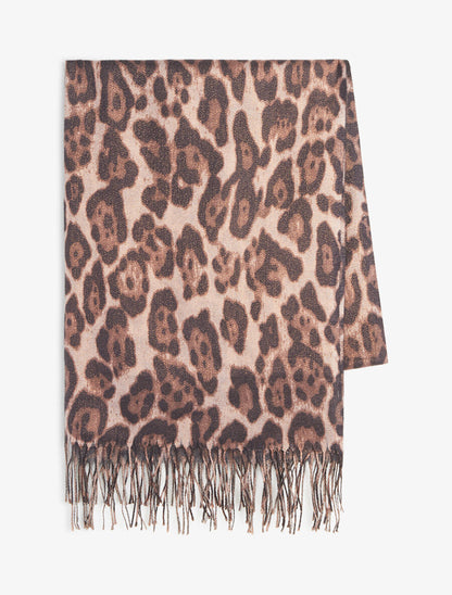 Foulard à imprimé léopard irisé - Taupe - 2