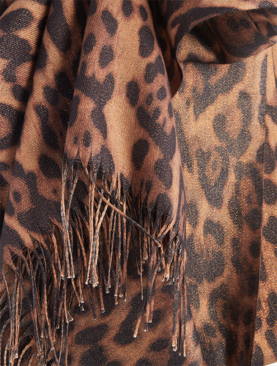 Foulard à imprimé léopard irisé - Camel - 3
