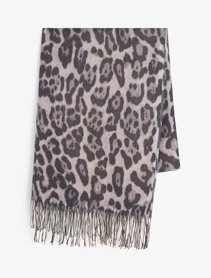 Foulard à imprimé léopard irisé - Gris - 2