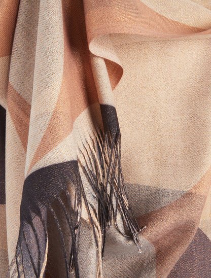 Foulard à imprimé graphique irisé - Beige - 3
