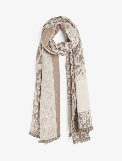 Echarpe à bandes léopard - Taupe - 1