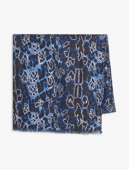 Foulard imprimé léopard irisé - Marine - 2