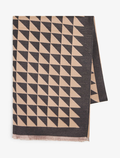 Foulard épais imprimé triangles bicolore - Taupe - 2