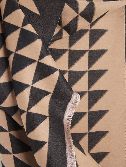 Foulard épais imprimé triangles bicolore - Taupe - 3
