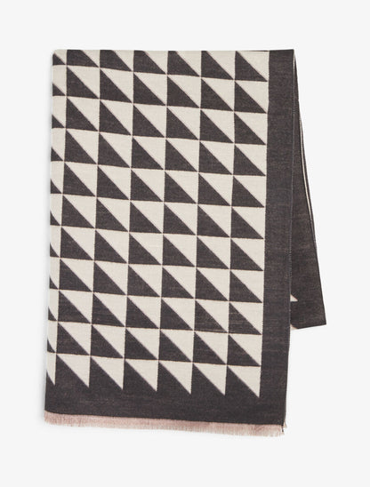 Foulard épais imprimé triangles bicolore - Noir - 2