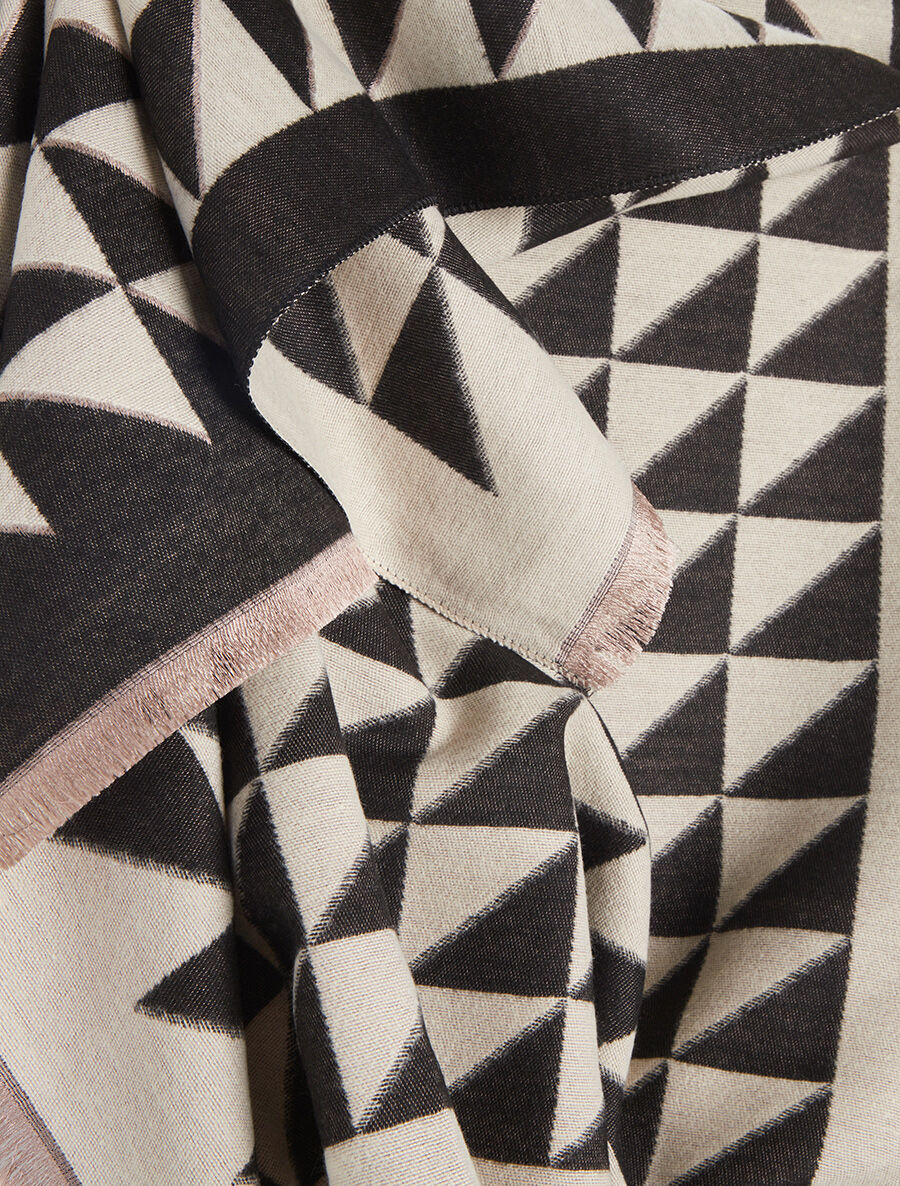 Foulard épais imprimé triangles bicolore - Noir - 3