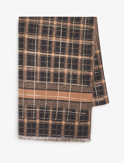 Foulard épais irisé imprimé carreaux stylisés - Camel - 2