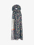 Foulard à imprimé tulipes graphiques irisées - Noir - 1