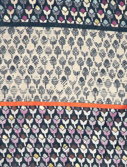 Foulard à imprimé tulipes graphiques irisées - Noir - 2