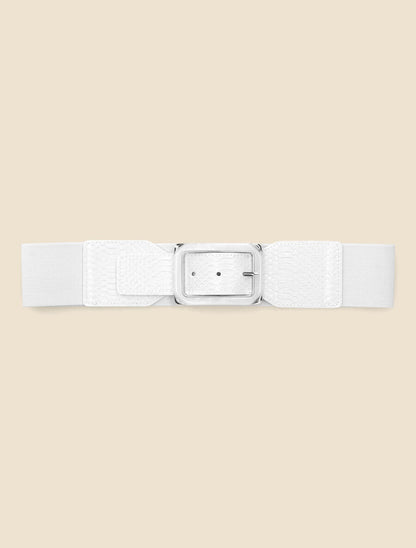 Ceinture python à boucle carrée - Blanc - 2